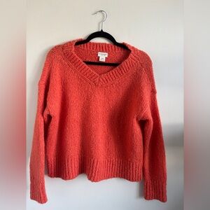 Club Monaco Vibrant Coral V-Neck Sweater